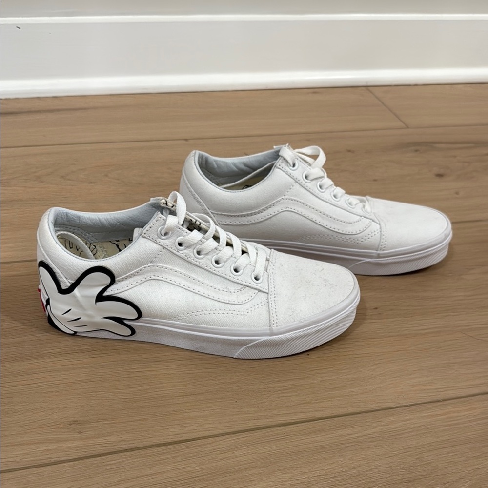 Vans White Sneakers with Disney Mickey Mouse Hands